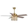 52 in. Indoor Antique Copper 3-Light Downrod Mount Chandelier Ceiling Fan with Crystal Light Kit and Remote Control by Flint Garden