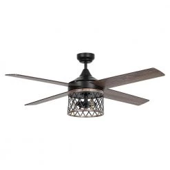 52 in. Indoor Antique Black Cage Ceiling Fan with Light Kit and Remote Control by Flint Garden -Flint Garden Online Store black flint garden ceiling fans with lights f6288110vfg c3 1000