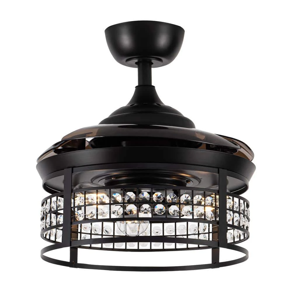 36 in. Indoor Black Retractable Crystal Ceiling Fan with Light Kit and Remote Control by Flint Garden 5 36 in. Indoor Black Retractable Crystal Ceiling Fan with Light Kit and Remote Control by Flint Garden - Image 5