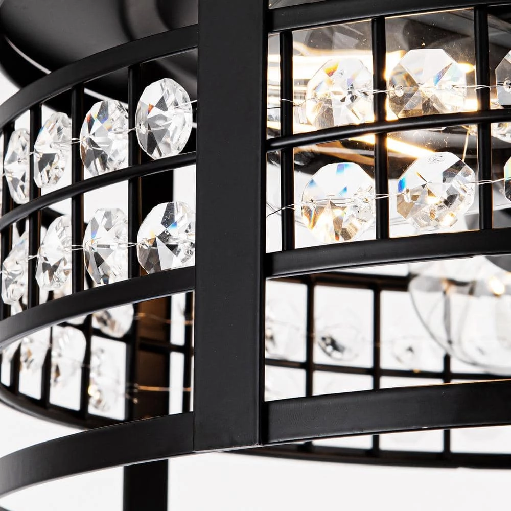 36 in. Indoor Black Retractable Crystal Ceiling Fan with Light Kit and Remote Control by Flint Garden 8 36 in. Indoor Black Retractable Crystal Ceiling Fan with Light Kit and Remote Control by Flint Garden - Image 8