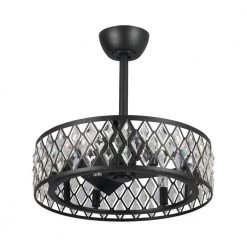 20 in. Indoor Matte Black Crystal Ceiling Fan with Light Kit and Remote Control by Flint Garden -Flint Garden Online Store black flint garden ceiling fans with lights fgf8221110vfg 4f 1000