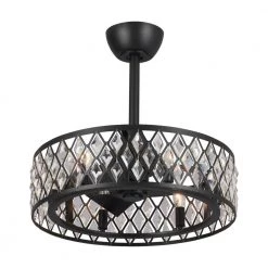 20 in. Indoor Matte Black Crystal Ceiling Fan with Light Kit and Remote Control by Flint Garden -Flint Garden Online Store black flint garden ceiling fans with lights fgf8221110vfg c3 1000