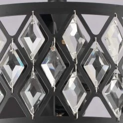 20 in. Indoor Matte Black Crystal Ceiling Fan with Light Kit and Remote Control by Flint Garden -Flint Garden Online Store black flint garden ceiling fans with lights fgf8221110vfg fa 1000