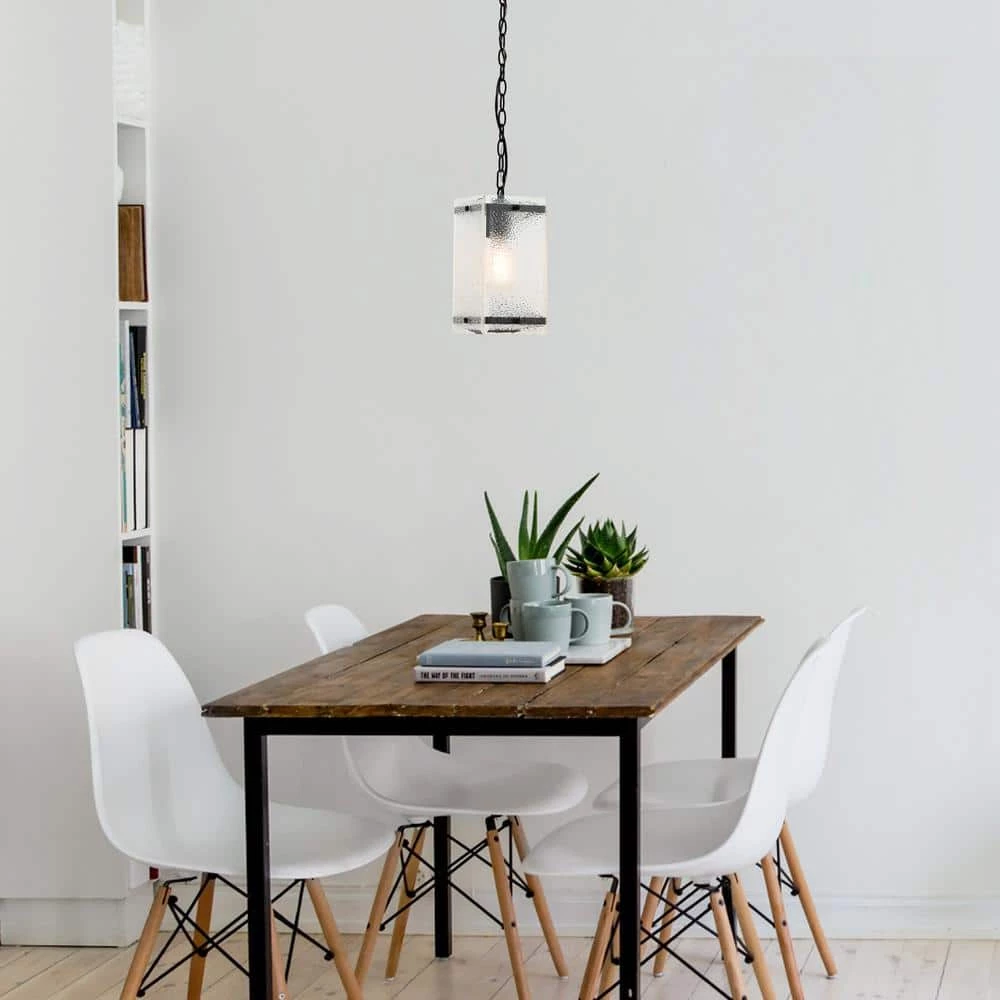 5.9 in. 1-Light Matte Black Farmhouse Mini Hanging Pendant Kitchen Light with Glass Shade by Flint Garden 4 5.9 in. 1-Light Matte Black Farmhouse Mini Hanging Pendant Kitchen Light with Glass Shade by Flint Garden - Image 4