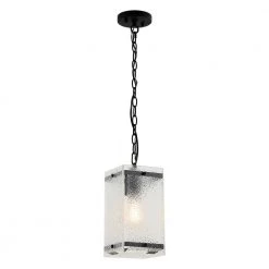 5.9 in. 1-Light Matte Black Farmhouse Mini Hanging Pendant Kitchen Light with Glass Shade by Flint Garden