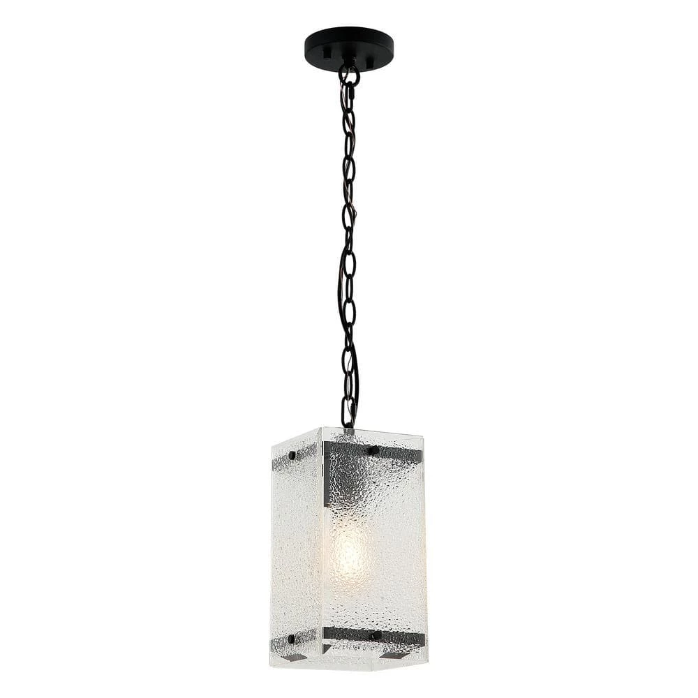 5.9 in. 1-Light Matte Black Farmhouse Mini Hanging Pendant Kitchen Light with Glass Shade by Flint Garden 1 5.9 in. 1-Light Matte Black Farmhouse Mini Hanging Pendant Kitchen Light with Glass Shade by Flint Garden