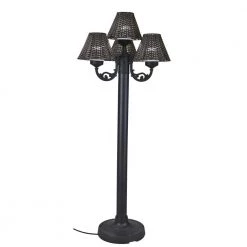 63 in. Black Body Versailles Outdoor Floor Lamp with Walnut Wicker Shade by Patio Living Concepts