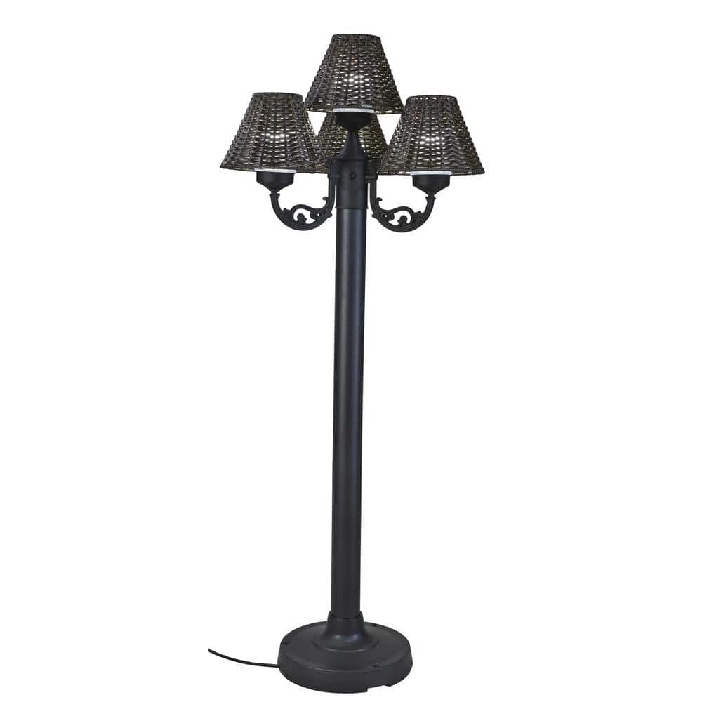 63 in. Black Body Versailles Outdoor Floor Lamp with Walnut Wicker Shade by Patio Living Concepts 1 63 in. Black Body Versailles Outdoor Floor Lamp with Walnut Wicker Shade by Patio Living Concepts