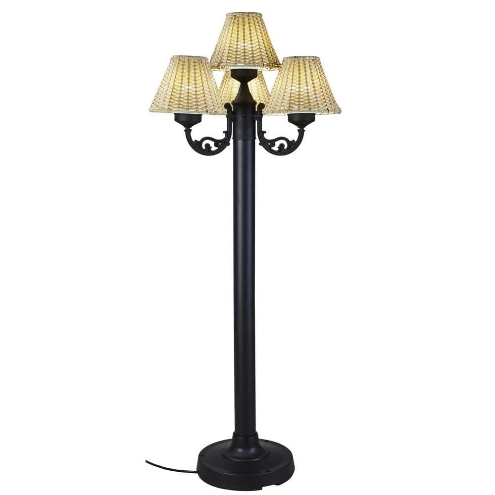 63 in. Black Body Versailles Outdoor Floor Lamp with Stone Wicker Shade by Patio Living Concepts 1 63 in. Black Body Versailles Outdoor Floor Lamp with Stone Wicker Shade by Patio Living Concepts