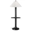 Catalina 63.5 in. Black Outdoor Floor Lamp with Tray Table and Natural Linen Shade by Patio Living Concepts