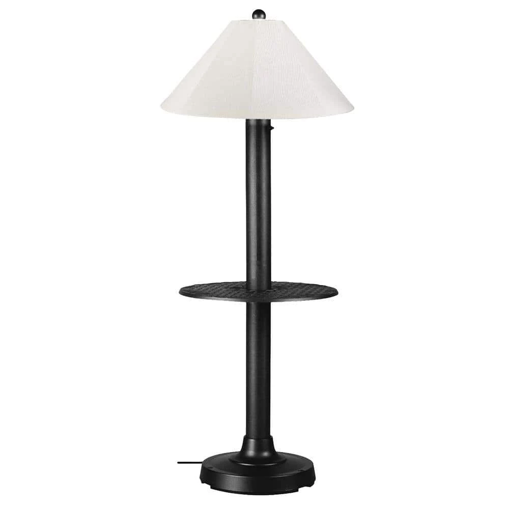 Catalina 63.5 in. Black Outdoor Floor Lamp with Tray Table and Natural Linen Shade by Patio Living Concepts 1 Catalina 63.5 in. Black Outdoor Floor Lamp with Tray Table and Natural Linen Shade by Patio Living Concepts