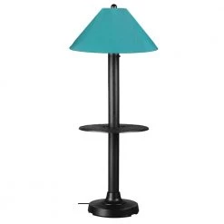 Catalina 63.5 in. Black Outdoor Floor Lamp with Tray Table and Aruba Shade by Patio Living Concepts