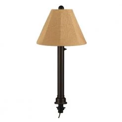 Catalina 28 in. Outdoor Black Umbrella Table Lamp with Straw Linen Shade by Patio Living Concepts