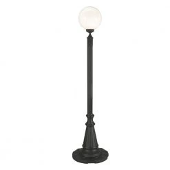 European Single White Globe Plug-In Outdoor Black Lantern Patio by Patio Living Concepts