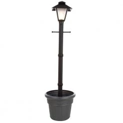 Cape Cod Plug-In Outdoor Black Post Lantern with Planter by Patio Living Concepts