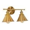 16 in. 2-Light Modern Industrial Brass Vanity Light or Wall Mount Sconce with Metal Shade for Bathroom by Flint Garden