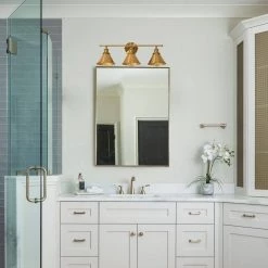 25.6 in. 3-Light Farmhouse Bathroom Vanity Light with Brass Finish and Metal Shade by Flint Garden -Flint Garden Online Store brass flint garden vanity lighting bh11809 3110vfg 1f 1000