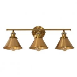 25.6 in. 3-Light Farmhouse Bathroom Vanity Light with Brass Finish and Metal Shade by Flint Garden -Flint Garden Online Store brass flint garden vanity lighting bh11809 3110vfg c3 1000