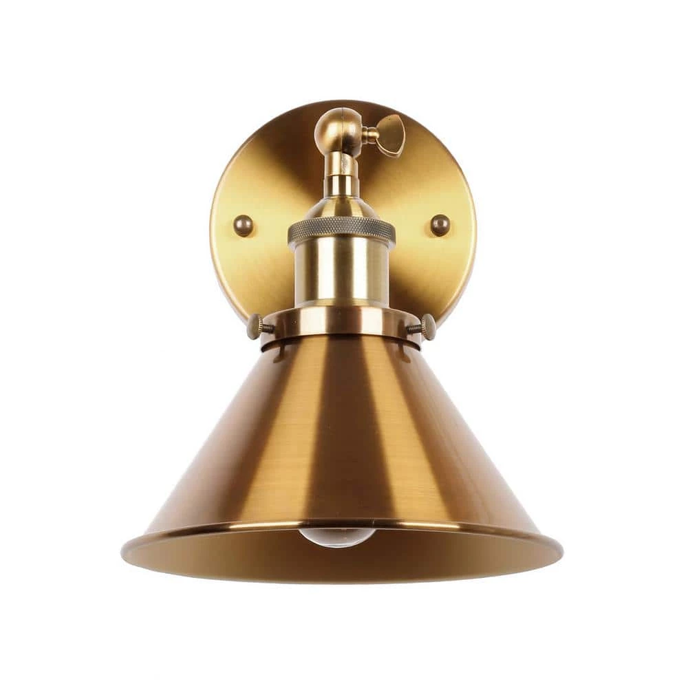 Vintage Brass Bathroom Vanity Light, 1-Light Wall Sconce with Metal Bell Shade for Living Room by Flint Garden 6 Vintage Brass Bathroom Vanity Light, 1-Light Wall Sconce with Metal Bell Shade for Living Room by Flint Garden - Image 6