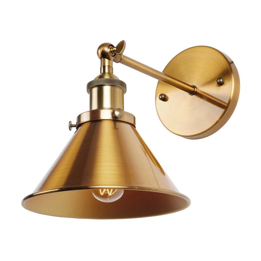 Vintage Brass Bathroom Vanity Light, 1-Light Wall Sconce with Metal Bell Shade for Living Room by Flint Garden 4 Vintage Brass Bathroom Vanity Light, 1-Light Wall Sconce with Metal Bell Shade for Living Room by Flint Garden - Image 4