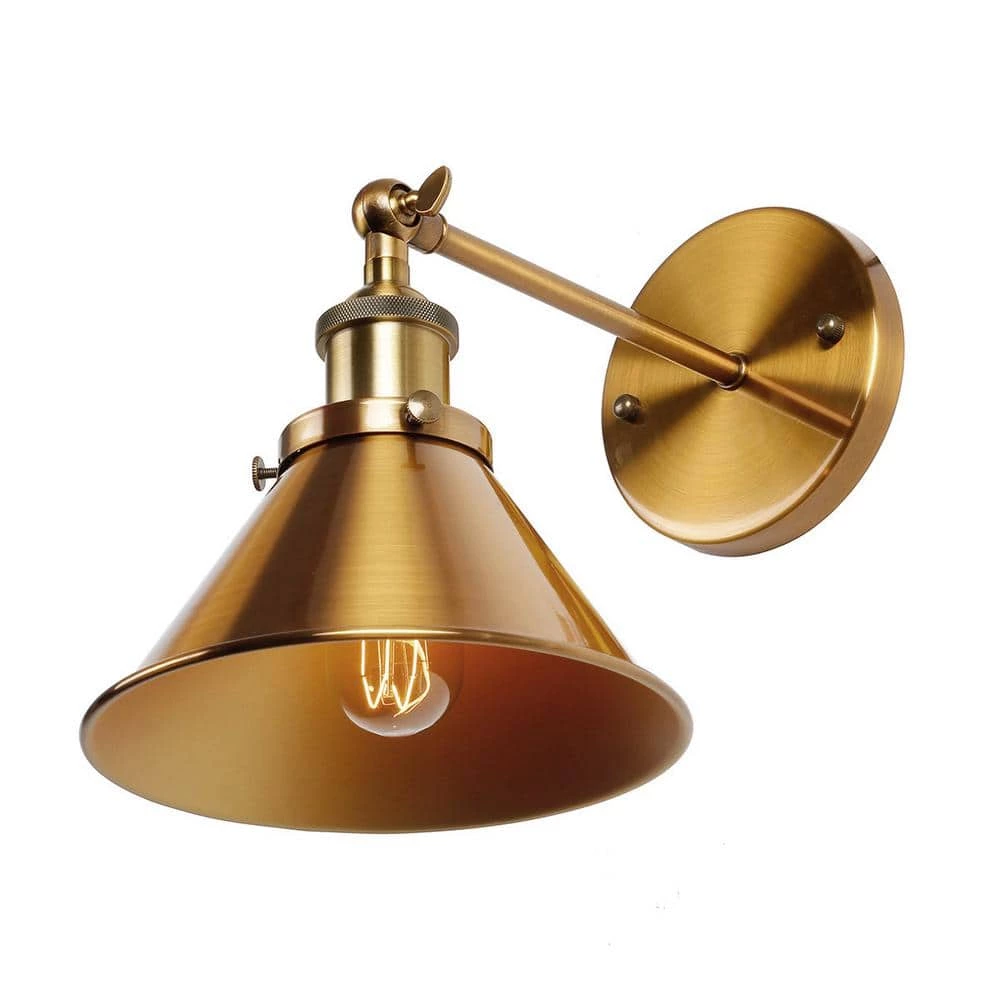 Vintage Brass Bathroom Vanity Light, 1-Light Wall Sconce with Metal Bell Shade for Living Room by Flint Garden 1 Vintage Brass Bathroom Vanity Light, 1-Light Wall Sconce with Metal Bell Shade for Living Room by Flint Garden