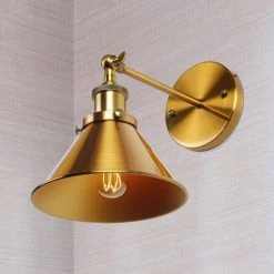Vintage Brass Bathroom Vanity Light, 1-Light Wall Sconce with Metal Bell Shade for Living Room by Flint Garden 9 Vintage Brass Bathroom Vanity Light, 1-Light Wall Sconce with Metal Bell Shade for Living Room by Flint Garden -Flint Garden Online Store brass flint garden vanity lighting fgbh11809110vfg c3 1000