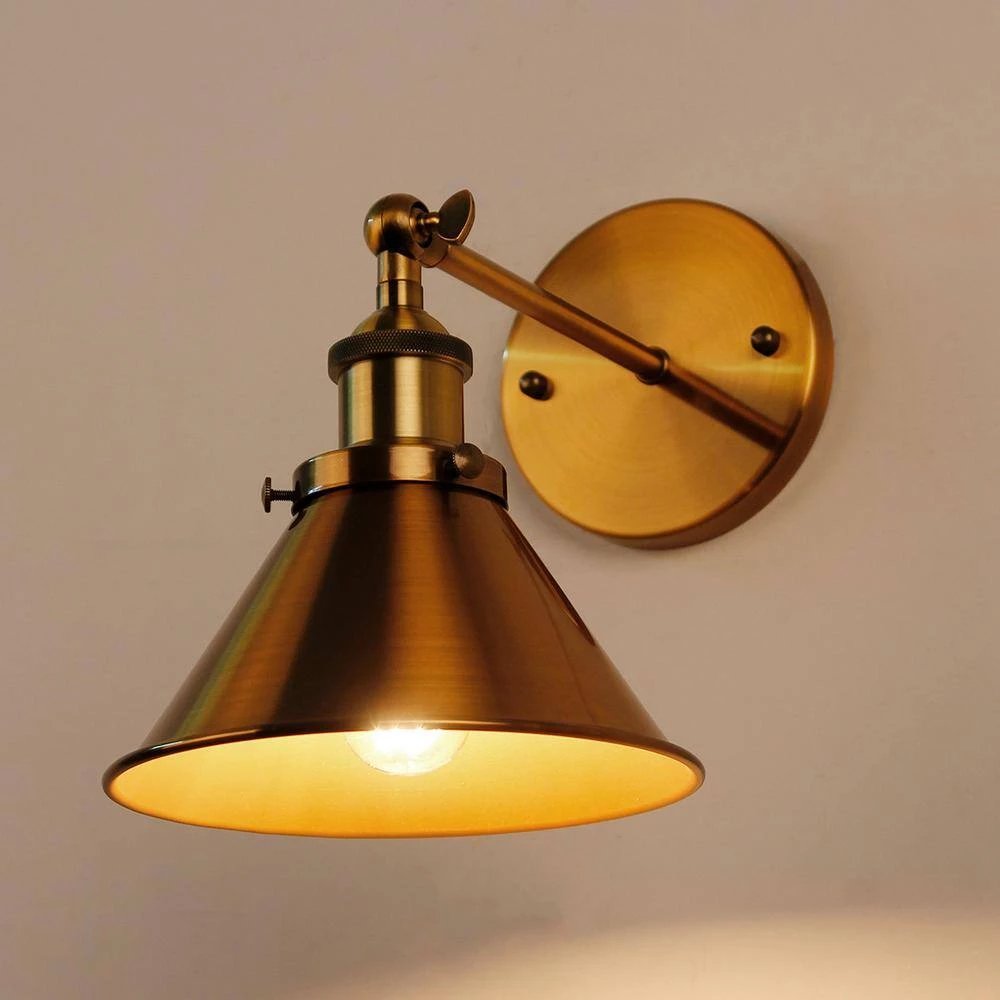 Vintage Brass Bathroom Vanity Light, 1-Light Wall Sconce with Metal Bell Shade for Living Room by Flint Garden 7 Vintage Brass Bathroom Vanity Light, 1-Light Wall Sconce with Metal Bell Shade for Living Room by Flint Garden - Image 7
