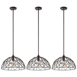 1-Light Bronze Modern Industrial Island Light Pendant Hanging Lighting for Kitchen Island (3-Pack) by Flint Garden -Flint Garden Online Store bronze flint garden pendant lights fgd2263setfg c3 1000