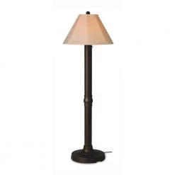 Seaside 60 in. Bronze Outdoor Floor Lamp with Antique Beige Linen Shade by Patio Living Concepts