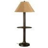 Catalina 63.5 in. Bronze Outdoor Floor Lamp with Tray Table and Straw Linen Shade by Patio Living Concepts