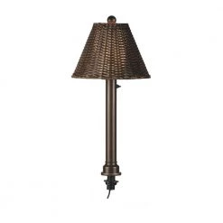 Flint Garden Online Store 28 Tahiti 28 in. Bronze Outdoor Umbrella Table Lamp with Walnut Wicker Shade by Patio Living Concepts