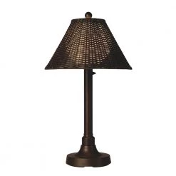 Tahiti II 34 in. Bronze Outdoor Table Lamp with Walnut Wicker Shade by Patio Living Concepts
