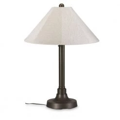 San Juan 34 in. Outdoor Bronze Table Lamp with Canvas Linen Shade by Patio Living Concepts