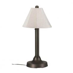 San Juan 30 in. Bronze OutdoorTable Lamp with Canvas Linen Shade by Patio Living Concepts