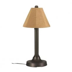 San Juan 30 in. Bronze OutdoorTable Lamp with Straw Linen Shade by Patio Living Concepts