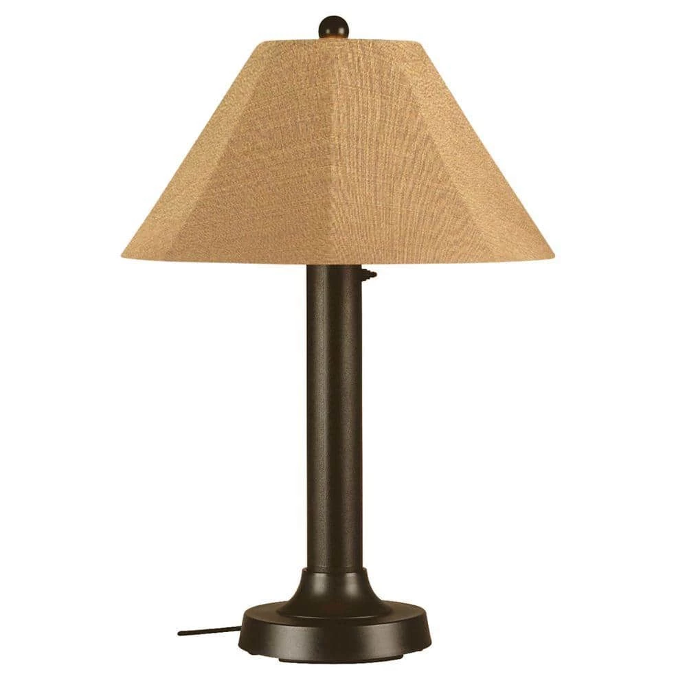 Seaside 34 in. Outdoor Bronze Table Lamp with Straw Linen Shade by Patio Living Concepts 1 Seaside 34 in. Outdoor Bronze Table Lamp with Straw Linen Shade by Patio Living Concepts