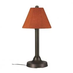 San Juan 30 in. Bronze OutdoorTable Lamp with Chile Linen Shade by Patio Living Concepts