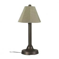 San Juan 30 in. Bronze OutdoorTable Lamp with Basil Linen Shade by Patio Living Concepts