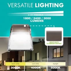 15/20/25-Watt 50/60/70-Watt Equivalent Integrated LED Bronze Wet Rated Wall Pack Light 3000K/4000K/5000K by Simply Conserve -Flint Garden Online Store bronze simply conserve wall pack lights l15 25 mwp 30 50 120 277 pc 40 1000