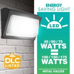 100/150/175-Watt Equivalent Integrated LED Bronze Wet Rated Adjustable Wall Pack Light, 3000K/4000K/5000K by Simply Conserve -Flint Garden Online Store bronze simply conserve wall pack lights l45 75 wpt 30 50 d adj 120 277 pc 1f 1000