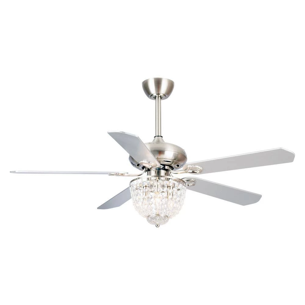 52 in. Indoor Brushed Nickel Ceiling Fan with Light Kit and Remote Control by Flint Garden 4 52 in. Indoor Brushed Nickel Ceiling Fan with Light Kit and Remote Control by Flint Garden - Image 4