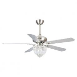 52 in. Indoor Brushed Nickel Ceiling Fan with Light Kit and Remote Control by Flint Garden