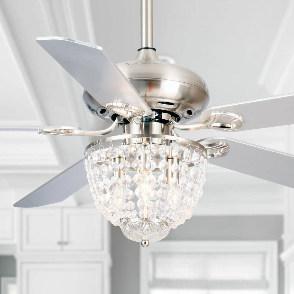 52 in. Indoor Brushed Nickel Ceiling Fan with Light Kit and Remote Control by Flint Garden 3 52 in. Indoor Brushed Nickel Ceiling Fan with Light Kit and Remote Control by Flint Garden - Image 3