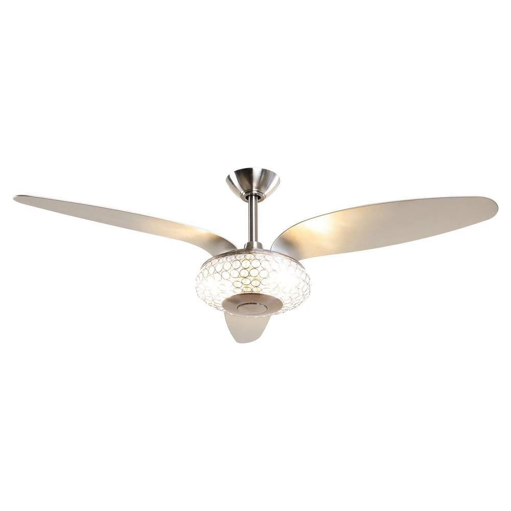 52 in. Indoor Brushed Nickel Crystal Ceiling Fan with Light Kit and Remote Control by Flint Garden 6 52 in. Indoor Brushed Nickel Crystal Ceiling Fan with Light Kit and Remote Control by Flint Garden - Image 6