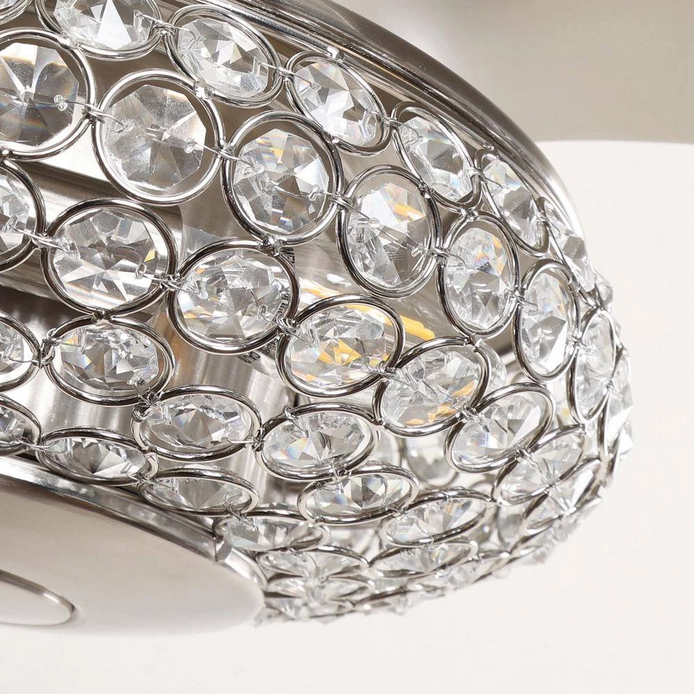 52 in. Indoor Brushed Nickel Crystal Ceiling Fan with Light Kit and Remote Control by Flint Garden 8 52 in. Indoor Brushed Nickel Crystal Ceiling Fan with Light Kit and Remote Control by Flint Garden - Image 8