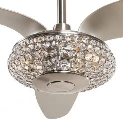 52 in. Indoor Brushed Nickel Crystal Ceiling Fan with Light Kit and Remote Control by Flint Garden 14 52 in. Indoor Brushed Nickel Crystal Ceiling Fan with Light Kit and Remote Control by Flint Garden -Flint Garden Online Store brushed nickel flint garden ceiling fans with lights fgf6168110vfg fa 1000