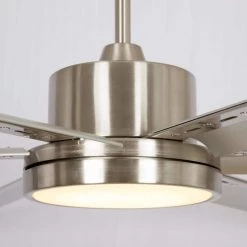 65 in. Integrated LED Indoor Brushed Nickel Ceiling Fan with Light and Remote Control by Flint Garden -Flint Garden Online Store brushed nickel flint garden ceiling fans with lights fgf8218110vfg 44 1000