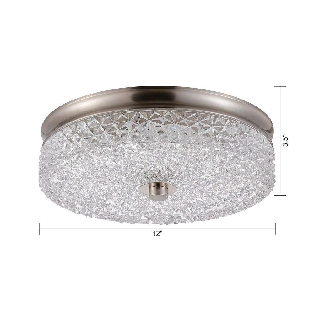 12 in. 23-Watt Modern Brushed Nickel Selectable LED Drum Flush Mount for Hallway and Bedroom by Flint Garden 5 12 in. 23-Watt Modern Brushed Nickel Selectable LED Drum Flush Mount for Hallway and Bedroom by Flint Garden - Image 5
