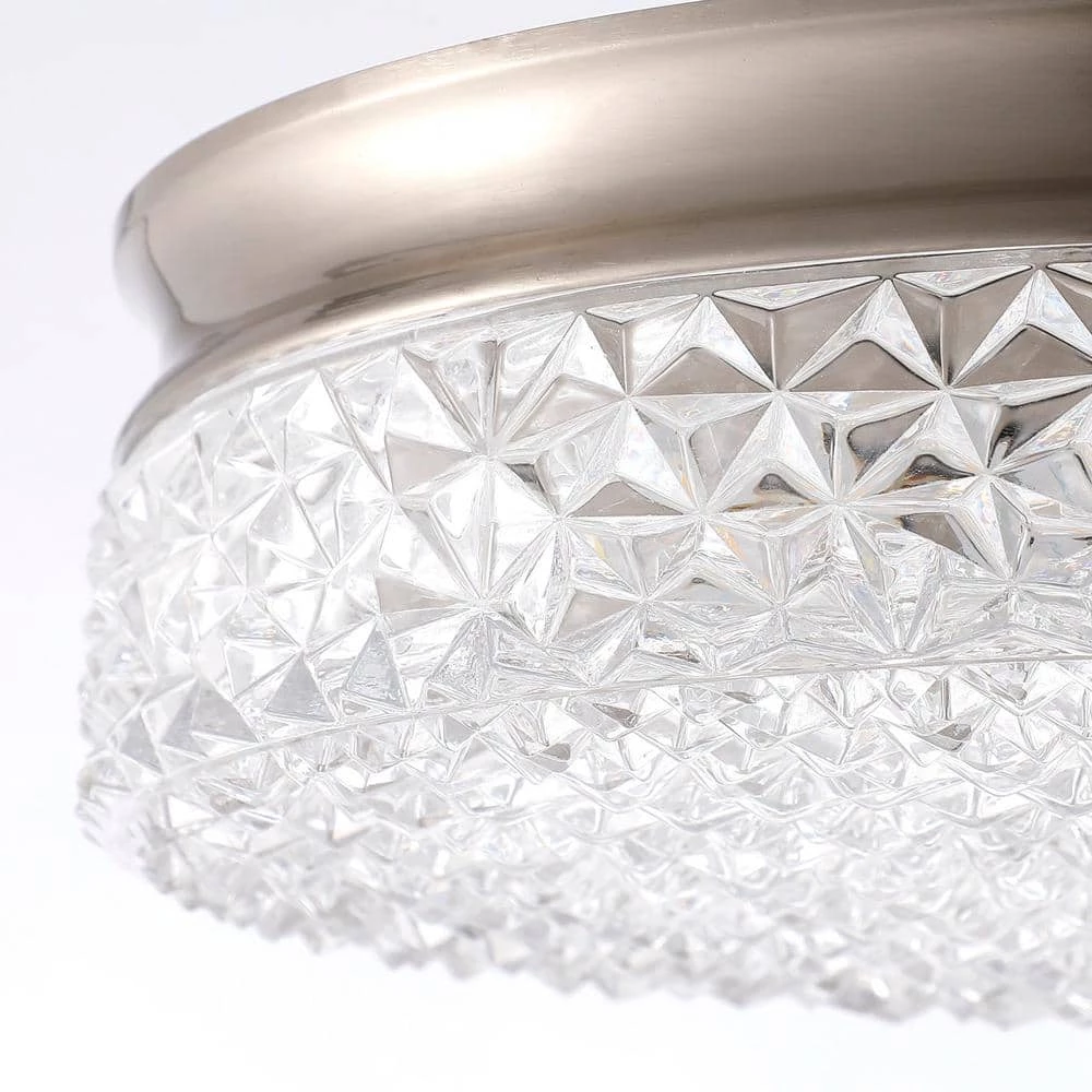 12 in. 23-Watt Modern Brushed Nickel Selectable LED Drum Flush Mount for Hallway and Bedroom by Flint Garden 6 12 in. 23-Watt Modern Brushed Nickel Selectable LED Drum Flush Mount for Hallway and Bedroom by Flint Garden - Image 6