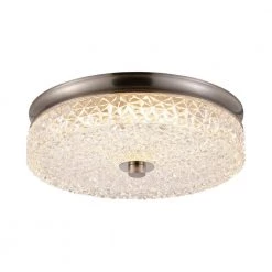 12 in. 23-Watt Modern Brushed Nickel Selectable LED Drum Flush Mount for Hallway and Bedroom by Flint Garden